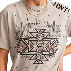 NWT Western Spirit Studded Graphic Tee Shirt by Sterling & Stitch